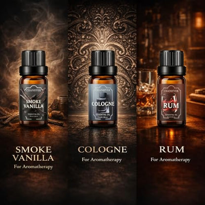 Men Essential Oils Set for Diffusers for Home 6 x 10 ml | Aromatherapy Gift,Premium Scented Oils for Diffusers - Leather,Sandalwood,Cedarwood,Smoke Vanilla,Cologne,Rum - color: Brown