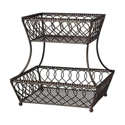 Gourmet Basics by Mikasa Tulsa Fruit Metal Storage Basket, 2-Tier - style: Tulsa
