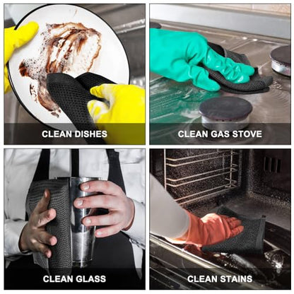 Nialnant 100% Cotton Kitchen Towels,6 Pack Waffle Weave Kitchen Dish Cloths,Absorbent Dish Towels Quick Drying Cleaning Rags-Black,12 x 12In - color: Black, size: 12 x 12 - 6 Pack