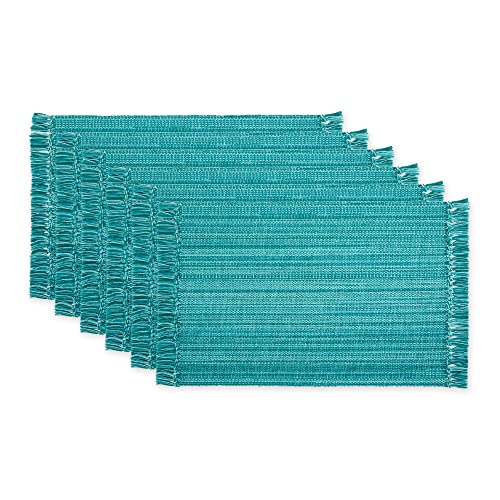 DII Variegated Tabletop Collection, Placemat Set, 13x19, Teal, 6 Piece - color: Teal, size: Placemat Set, 13x19"