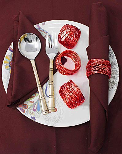 ITOS365 Handmade Round Red Mesh Napkin Rings Set of 12 Holder for Dinning Table Parties Everyday, Dia: 2 Inch - color: Red