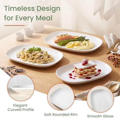 Kassel Ceramic Serving Platter Set 16”/14”/12” White Porcelain Serveware for Parties & Entertaining - Decorative Oven-Safe Serving Dishes & Platters for Food, Cookies, Meat & Turkey Oval Large