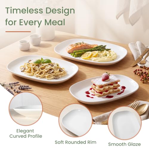 Kassel Ceramic Serving Platter Set 14”/12”/10” White Porcelain Serveware for Parties & Entertaining - Decorative Oven-Safe Serving Dishes & Platters for Food, Cookies, Meat & Turkey Oval Small - size: Small Oval 14”/12”/10”