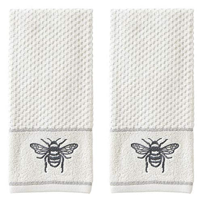 SKL Home Farmhouse Bee Hand Towel Set, White 16x25 - color: Farmhouse Bee