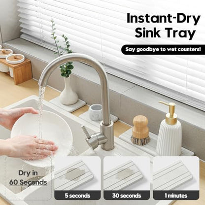 3 Pack Diatomite Stone Sink Tray, Water Absorbing Mat for Kitchen & Bathroom Counter, Quick Dry Soap Dish Makeup Vanity Caddy,Sponge Holder Organizer, Beige - 2pcs of 4.5"x 3.5" and 1pc of 9"x 3.5" - color: 3 Pcs - Beige - 1pc of 9"x 3.5" and 2pcs of 4.5"