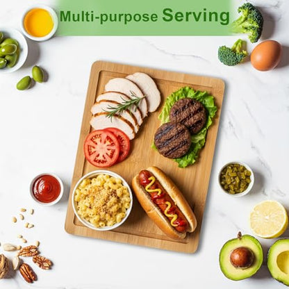 Bamboo Cutting Board, Wood Chopping Board with Juice Groove and Handle, 12×9 Inch Lightweight Kitchen Cutting Board for Fruit, Vegetables, Bread, Cheese, Snacks, Meat, BBQ, and Serving - color: Natural Bamboo, size: Medium | 11.8''L x 9''W x 0.6''T