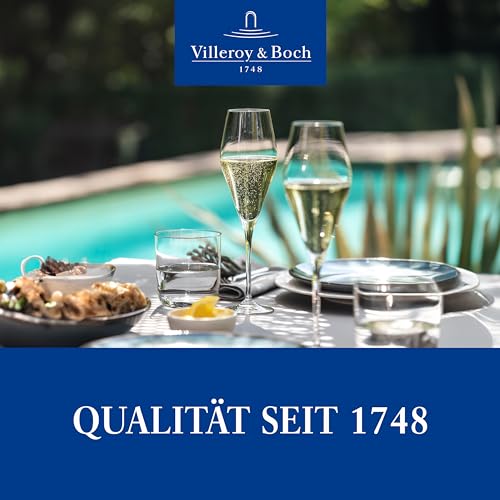 Villeroy & Boch La Divina Collection Champagne Flute, 4 oz Capacity, Set of 4 Crystal Glass, Made in Europe | Crystal glass champagne flutes, made in Europe, dishwasher safe, finely curved for champagne or sparkling Prosecco - style: Champagne Flute