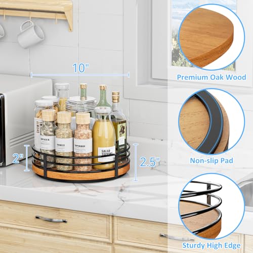 10" Lazy Susan Turntable Organizer - Wood Round Lazy Susan for Cabinet Kitchen Countertop Dining Table Pantry Cupboard Bathroom Coffee Bar Storage Home Decor - size: 10 inch 1 Tier