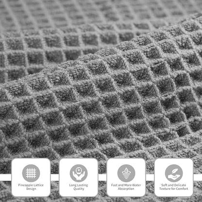 MICROFI Microfiber Waffle Bath Towels, 3 Pieces, Oversized, Soft, Absorbent, Fast Drying, Lint Free, Includes Bath, Face and Hand Towels 430 GSM - color: Grey