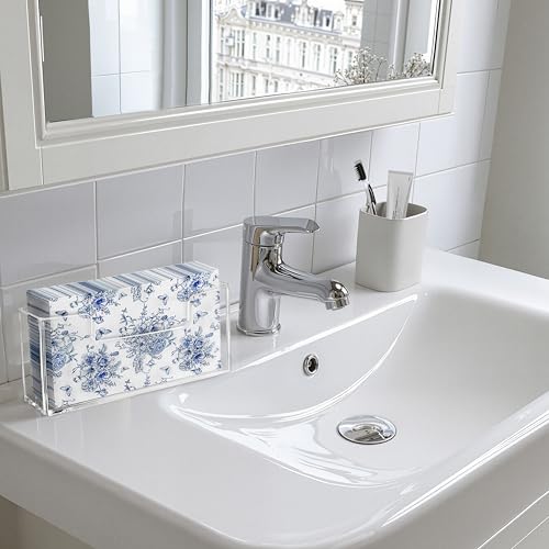 HBlife Acrylic Guest Towel, Paper Napkin Holder for Bathroom - Clear Waterproof Vertical Stand, Disposable Paper Hand Towel Dispenser, Modern Table Tray for Kitchen, Home, Hotel, Office(2 Pack) - color: Clear Guest Towel Holder (2 Pack)