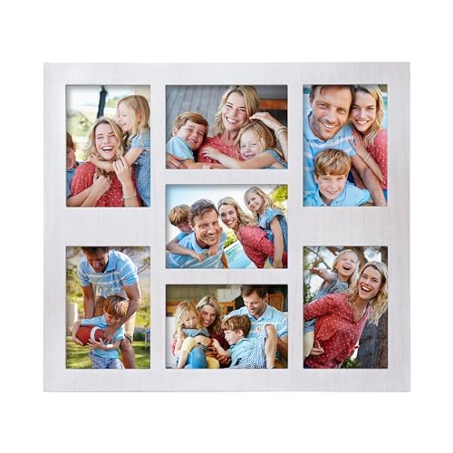 Picture Frame Collage 5x7 Photos Display - 7 Openings White | Photo Collage White Frame Wall Decor Frames for Wedding Anniversary, Christmas Day,Wall Mountable Vertically or Horizontally - color: 7 Openings - White - 5x7