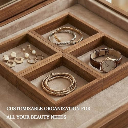 Serving Tray with 5 Removable Snack Boxes,Acacia Wood Snack Tray for Parties and Entertaining, Movie Night, Coffee Table and Charcuterie Serving - color: Acacia Wood-2