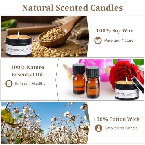 Scented Candles for Women and Men, 6 Pack Aromatherapy Candles for Home Scented, Natural Soy Jar Candle Bulk Gift Set for Christmas Birthday Thanksgiving Mother Coworker