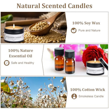 Scented Candles for Women and Men, 6 Pack Aromatherapy Candles for Home Scented, Natural Soy Jar Candle Bulk Gift Set for Christmas Birthday Thanksgiving Mother Coworker