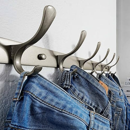SKOLOO Coat Rack Wall Mounted - 6 Hooks, Heavy Duty, Stainless Steel, Metal Wall Hangers, Sturdy Coat Hooks for Hanging Coats, Jacket, Clothes, Hat, Matte Grey - color: Matte Grey, size: 6 Hook(1 Pack)