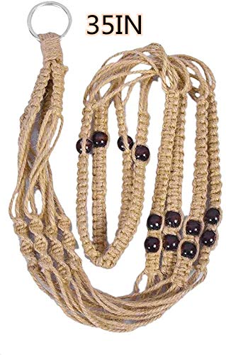 Macrame Plant Hangers Indoor 36'' Hanging Planter Basket Flower Pot Holder with Beads No Tassels.Brown 2 Packs 4 Pcs Hooks