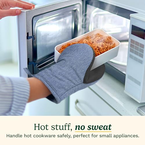 Cuisinart Mini Oven Mitts, 2-Pack, Neoprene Grip, Heat Resistant 350F | Cotton-lined, non-slip neoprene palm, ambidextrous design, ideal for smaller hands and everyday cooking - color: Indigo