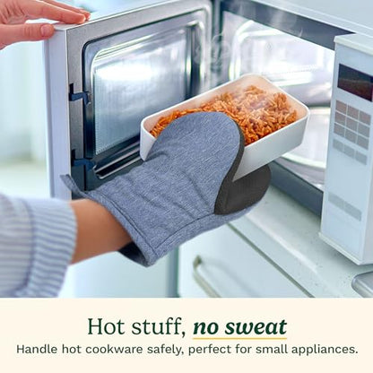 Cuisinart Mini Oven Mitts, 2-Pack, Neoprene Grip, Heat Resistant 350F | Cotton-lined, non-slip neoprene palm, ambidextrous design, ideal for smaller hands and everyday cooking - color: Indigo
