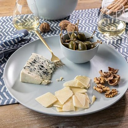 over&back Coupe Stoneware Serving Platter - Elegant 1-Piece Round Serving Platter to Complete Your Kitchen Set - 13.1" x 13.1" - Semi-Matte Fog Blue - color: Fog Blue, size: Round Platter