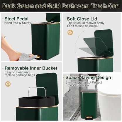 Bathroom Sets with Shower Curtain and Rugs Bathroom Accessories Set Dark Green Bathroom Set,Soap Dispenser & Toilet Brush Holder Set with Stainless Steel Trash Can(23 PCS) - size: Dark Green, style: Bath Set+Ombre Waffle Shower Curtain+Bath Rugs