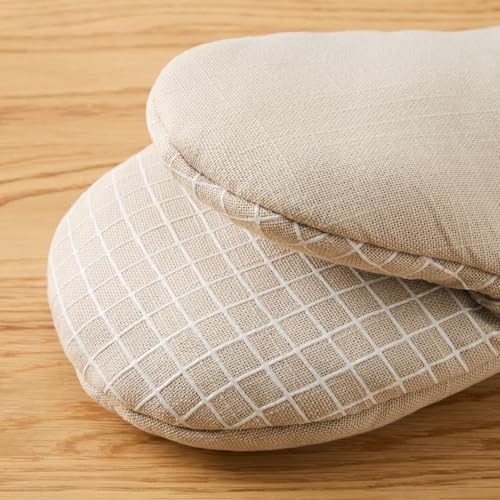 KITCHENAID Gourmet Series Gridlines Mini Oven Mitts 2-Pack Set, Heat Resistant up to 600°F, Soft Silicone Grip, Magnetic Cuff, Milkshake Tan, 5.5"x9" - color: Milkshake Tan