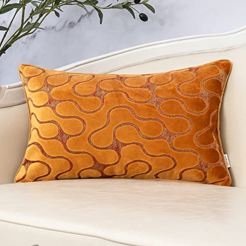 Orange Yellow Throw Pillow Cover Wavy Cushion Cover Modern Zippered Rectangular Pillowcase for Sofa Couch Bedroom Living Room Home, 12x20 Inch - color: Orange Yellow, size: 20" x 12" (Pack of 1)