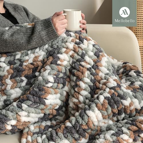 Jumbo Chunky Yarn for Hand Knitting - Super Thick Chenille Chunky Yarn for Crocheting - Extra Soft Bulky Fluffy Blanket Big Yarns 8 Jumbo Pack (27yds,8 oz Each Skein) - color: Stone Moss