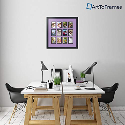 ArtToFrames Double-Multimat-1156-805/89-FRBW26079 Collage Photo Frame Double Mat with 12-3.25x4.75 Openings and Satin Black Frame - color: Lavender Mist, size: 12 - 3.25x4.75