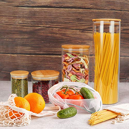 DHSBTLS 15 Pack 6 oz Glass Jars With Bamboo Lids for Kitchen, Pantry | Borosilicate Airtight Canisters, Food Storage Container, Pantry Organization, Kitchen Sets, Spice Containers - size: 6 fl oz (15 pcs)