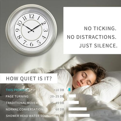 18" Galaxy Large Illuminated Atomic Wall Clock, Silver | Night Light Wall Clock with Smart Sensor, Accurate & Easy to Read for Living Room, Bedroom & Home Office - color: Morning Silver