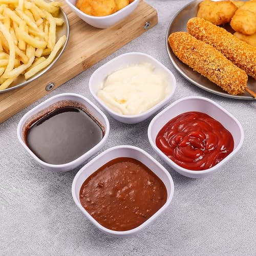 SHECIPIN 12 pack wheat straw dipping bowls 4.5oz,alternative plastic soy sauce dishes,unbreakable small dessert bowls microwave and dishwasher safe for snack,sushi,condiment (white) - color: 12 piece White