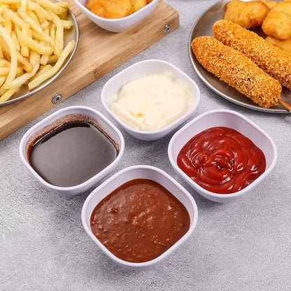 SHECIPIN 12 pack wheat straw dipping bowls 4.5oz,alternative plastic soy sauce dishes,unbreakable small dessert bowls microwave and dishwasher safe for snack,sushi,condiment (white) - color: 12 piece White