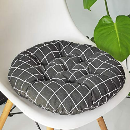 vctops Bohemian Soft Round Chair Pad Garden Patio Home Kitchen Office Seat Cushion Grid Balck Diameter 16" - color: Grid Balck, style: Diameter 16 Inch