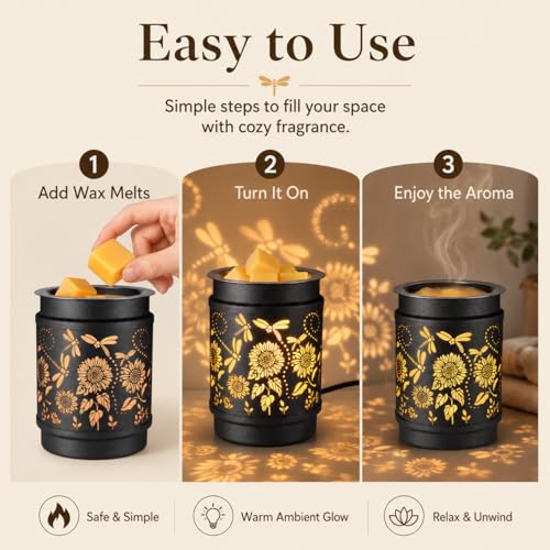 Sunflower Wax Melt Warmer Metal Wax Warmer for Scented Wax | Electric Fragrance Candle Oil Burner 2 in 1 Wax Melts as Gifts for Moms Grandma Women Girls - style: sunflower