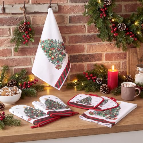 Frienda 6 Pcs Farmhouse Kitchen Decor Kitchen Dish Towels Pot Holders for Mom Her Lady Owner Baking Accessories Stuff(Christmas Tree) - style: Christmas Tree