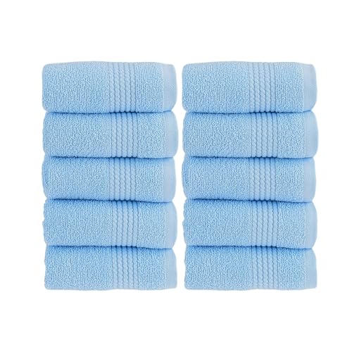 HALLEY Turkish Cotton Towels (Pack of 10) Washcloths Super Soft Highly Absorbent 100% Cotton Fingertip Towels for Bathroom and Kitchen for Mother’s Day (Powder Blue) - color: Powder Blue, size: 10-Pack Washcloths