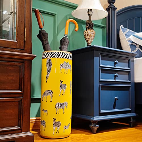 24" H Zebra Ceramic Umbrella Stand Entryway Umbrella Cane Holder | Umbrella Racks Porcelain Ceramic Umbrella Holder Modern Style Floor Vase for Storing Canes Walking Sticks for Entryway Indoor