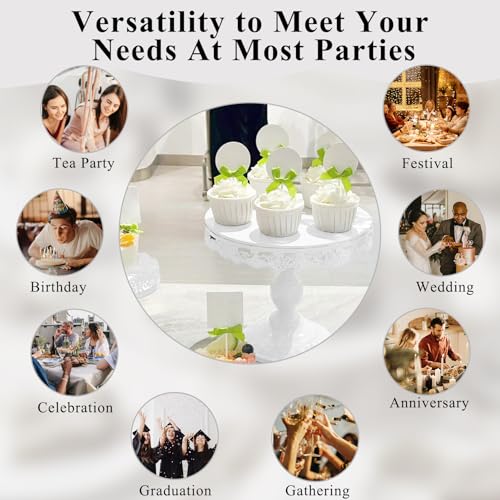 Set of 9 Cake Stands Metal Cupcake Stand Set Multiple Styles Candy Fruit Display Tower Dessert Plate Cake Serving Tray for Birthday Party Wedding Anniversary Baby Shower Engagement (White) - color: White