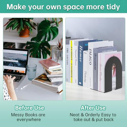 Heavy Duty 10" Bookends, 1 Pair Black Bookend for Office, Home,Bookshelves | Heavy Duty Bookends, Bookend Stopper for Heavy Books, For Office, Binders & Books - size: 2Pcs