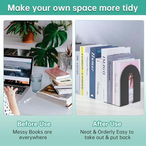 Heavy Duty 10" Bookends, 2 Pair Black Bookend for Office, Home,Bookshelves | Heavy Duty Bookends, Bookend Stopper for Heavy Books, For Office, Binders & Books - size: 4Pcs