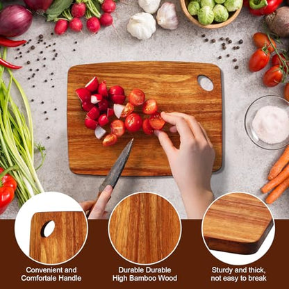 FoldTier 12 Pcs Wood Cutting Boards Bulk 8 x 6 Inch Small Kitchen Charcuterie with Oval Hole Kitchen Serving Chopping Boards for Pizza, Bread, Charcuterie, Fruit, Vegetables(Acacia Wood)