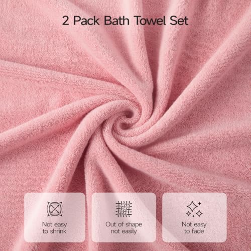 ecolook Ultra Soft 6-Piece Towel Set, 100% Cotton | Lighter Weight, Quick Dry, Highly Absorbent, 2 Bath, 2 Hand, 2 Washcloths, Perfect for Bathroom, Pink - color: Pink