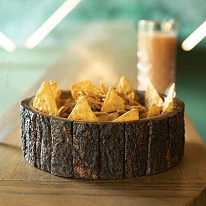 GoCraft Mango Wood Decorative Bowl with Tree Bark – 7.5" x 2.75" – Rustic Handmade Wooden Bowl for Potpourri, Snacks, Nuts, Salad – Natural Centerpiece for Table Décor - size: 7.5"