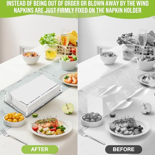Fengzhe Acrylic Guest Towel Napkin Holder, Clear Bathroom Paper Hand Towels Storage Tray, Disposable Paper Towel Holder for Bathroom, Kitchen, Parties, Weddings, and Various Events 8.5x4.9x2.4 inches