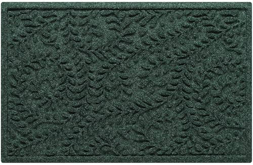 WaterHog Boxwood Front Door Mat Indoor Outdoor Entrance, All-Weather Mats | Heavy Duty Outdoor Doormats, Non-Slip Rubber Backing, Dirt & Moisture Trapper, Low Profile, Made in USA, 23"x36", Evergreen - color: Evergreen, size: Medium 23"x36" (2’x3’)
