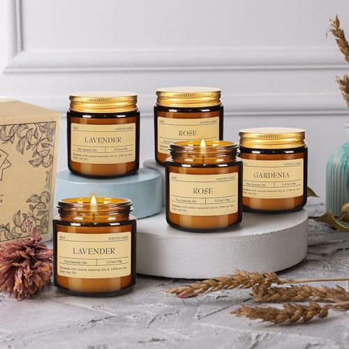 Scented Candle Set 24 Pack (3.05oz Each) - Aromatherapy Candles with Essential Oils, Smokeless Soy Wax Candles in 12 Scents, Gift for Women/Mom, Valentine/Mother's Day/Christmas/Birthday - color: 24Pack-Yellow