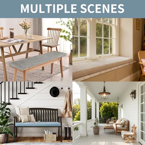 Bay Window Cushion, Bench Cushions Chenille Herringbone Fabric for Indoor Furniture, Mudroom, Reading Nook, Kitchen Dining Room, Breakfast Nook, 75D High-Resilience Foam, Non Slip Bottom - color: [Herringbone Weave] Far Mountain Blue