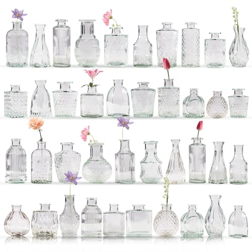 40 Pcs Bud Vase Set, Vases for Centerpieces, Cute Glass Bud Vases in Bulk, Small Vases for Flowers, Clear Vase Set for Wedding Decorations, Home Table Flower Décor - color: Clear, size: 40 Pcs