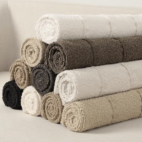 YCOLL Brown&Beige Textured Boucle Throw Pillow Covers