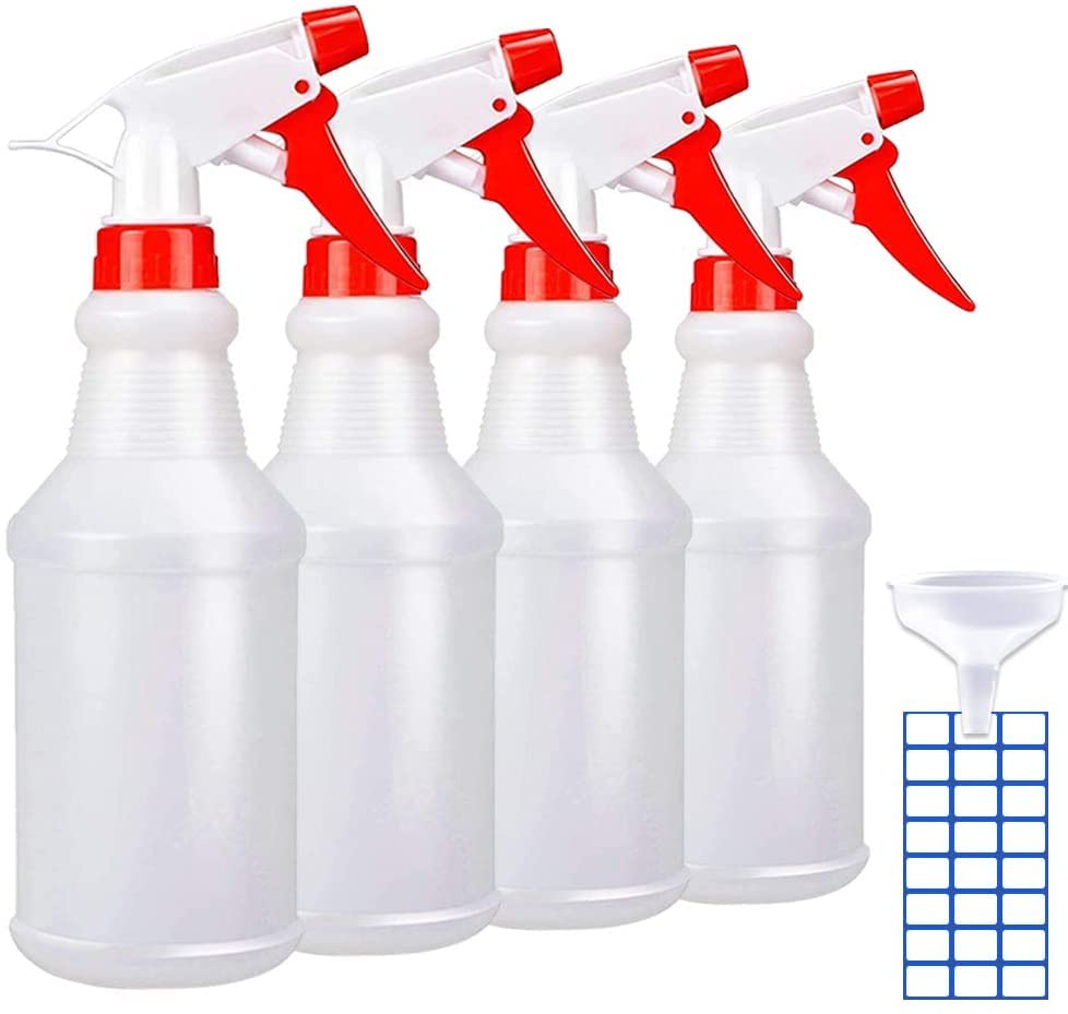 Empty Spray Bottles 16oz/4Pack - Adjustable Spray Bottles for Cleaning | No Leak and Clog - HDPE spray bottle For Plants, Pet, Vinegar, BBQ, and Rubbing Alcohol - size: 16 oz/4 pack